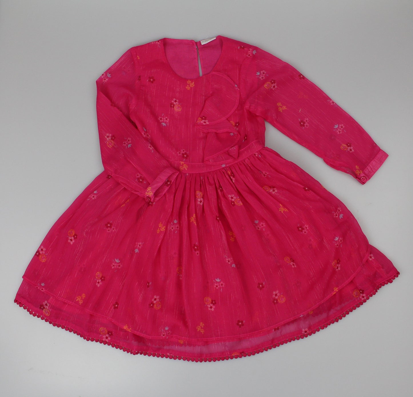 Girls Long Sleeved Dress - Fuschia Floral  (3-8y)  H53593