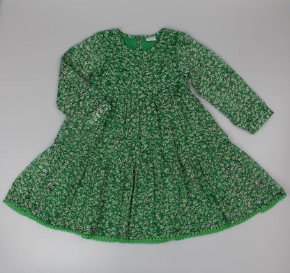 Girls Long Sleeved Dress - Green Floral  (3-8y) H53595