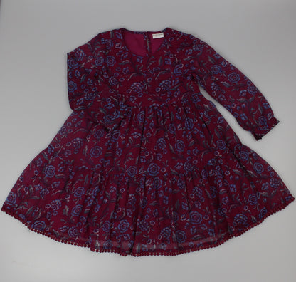 Girls Long Sleeved Dress - Maroon  (3-8y) H53597