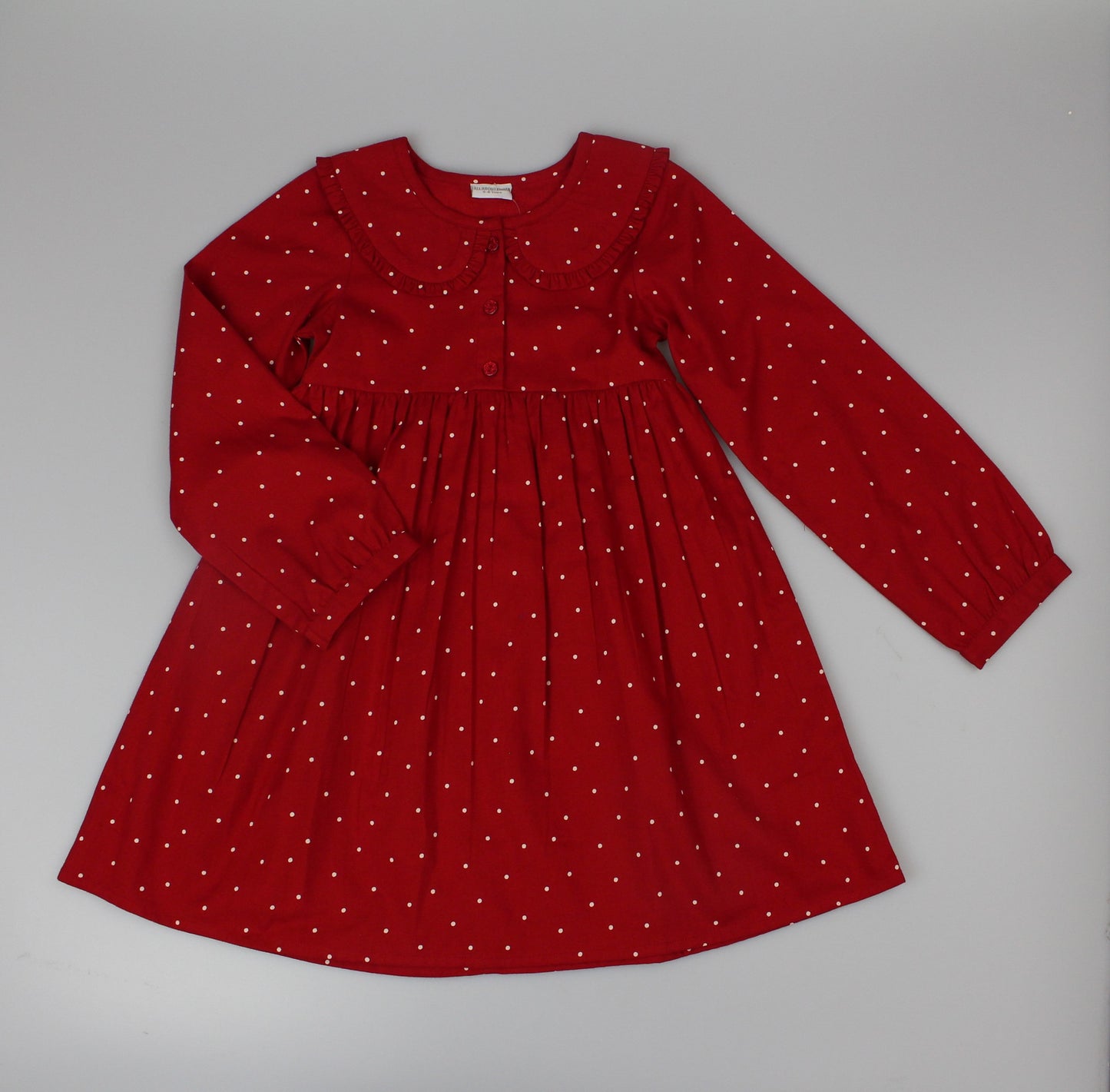 Girls Long Sleeved Dress - Red Twill (3-8y) H53598