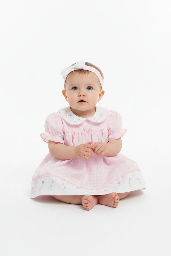 3pc Baby Girls Dress Set - Polka Pink (NB-6m)