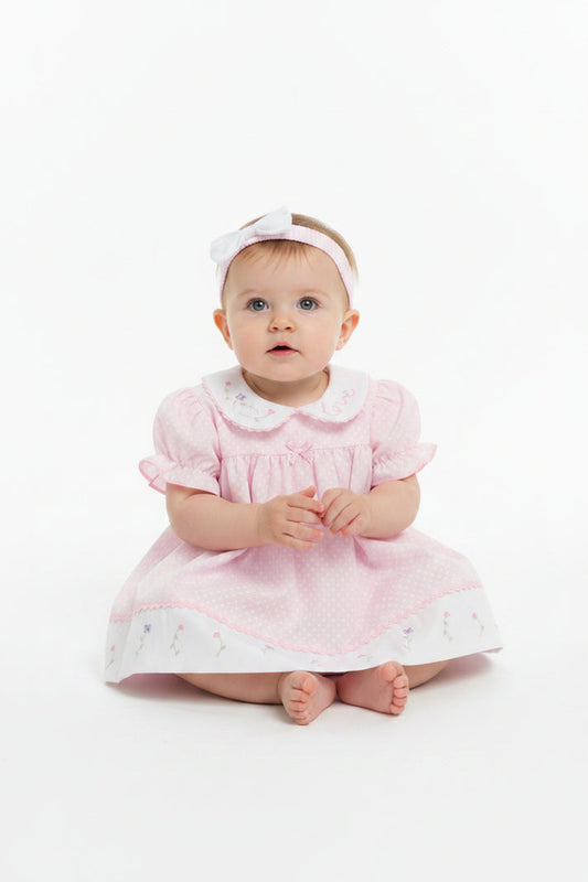 3pc Baby Girls Dress Set - Polka Pink (NB-6m)