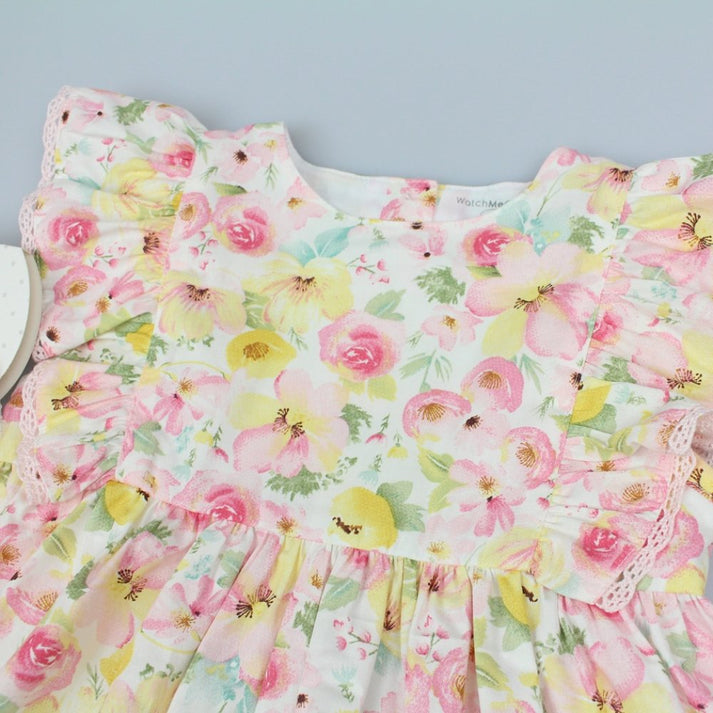 Baby Girls All Over Print Dress, Pant & Headband Set