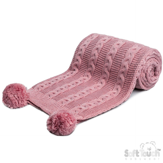 Infants Acrylic Recycled Cable Knit Wrap - Dusty Pink