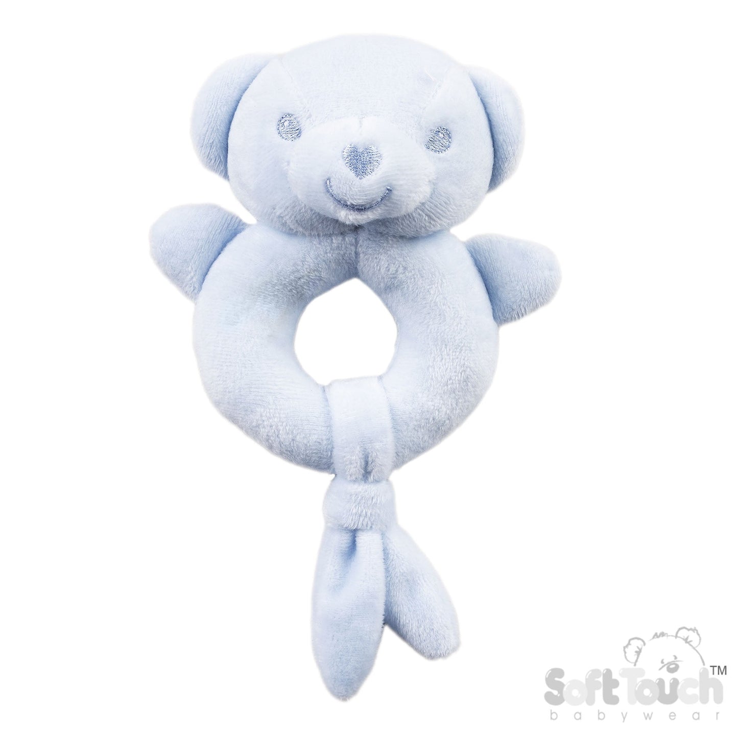 Eco Recycled Bear Rattle Toy - Blue (PK6) ERT60b