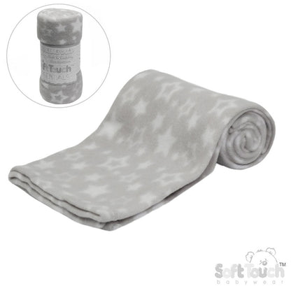 PRINTED GREY BABY FLEECE WRAP (PK12) FBP10-G