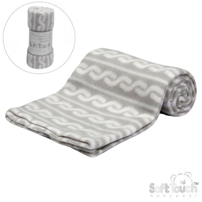 PRINTED GREY BABY FLEECE WRAP (PK12) FBP10-G