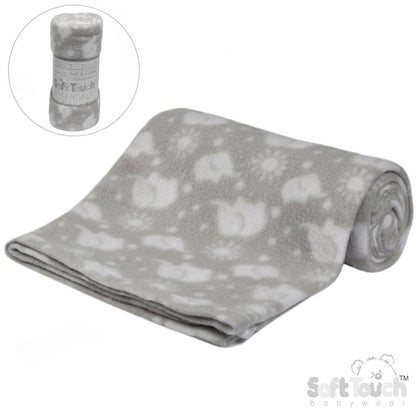 PRINTED GREY BABY FLEECE WRAP (PK12) FBP10-G