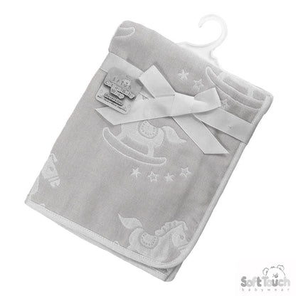 REVERSIBLE WHITE/GREY ROCKING HORSE COTTON WRAP - FBP214-W/G