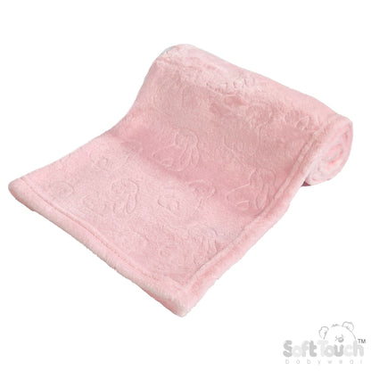 Pink Bunny Embossed Flannel Wrap