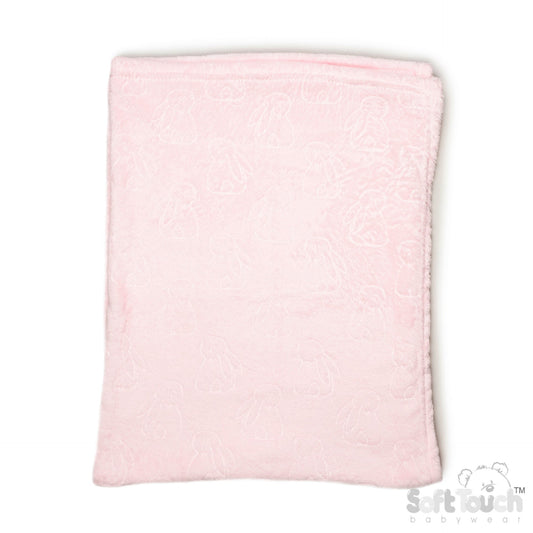 Pink Bunny Embossed Flannel Wrap