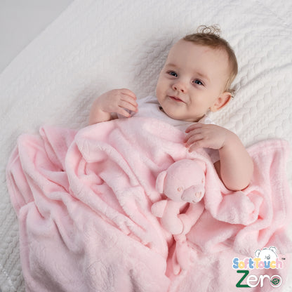 Pink Bunny Embossed Flannel Wrap