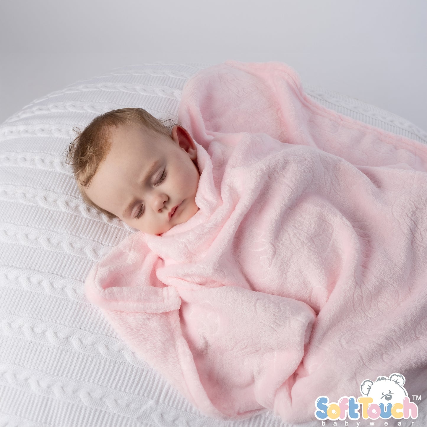 Pink Bunny Embossed Flannel Wrap