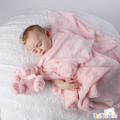 Pink Bunny Embossed Flannel Wrap