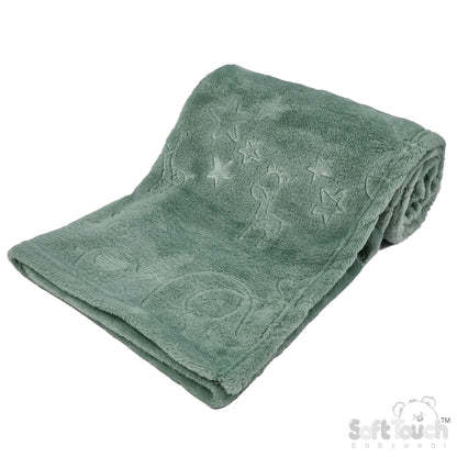 Sage Green Animal Embossed Flannel Wrap
