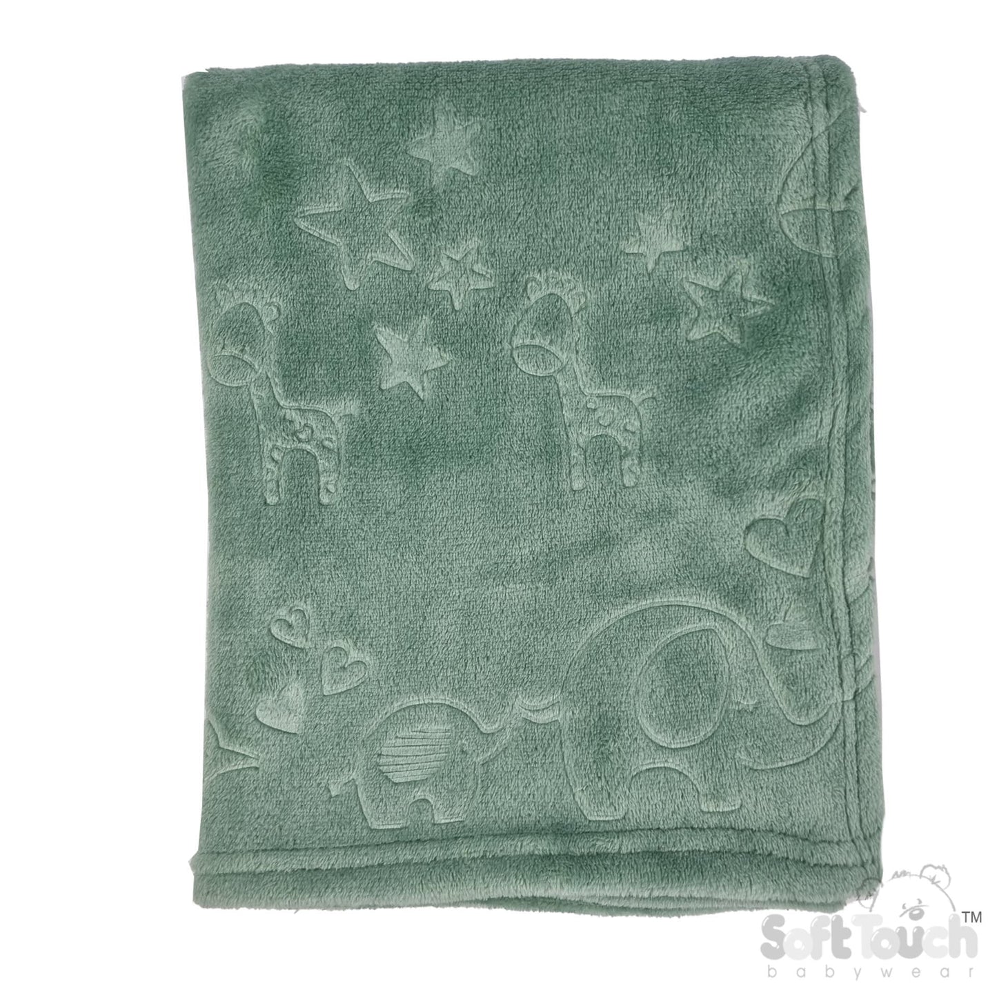 Sage Green Animal Embossed Flannel Wrap
