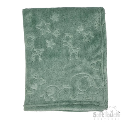 Sage Green Animal Embossed Flannel Wrap