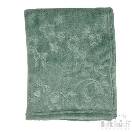 Sage Green Animal Embossed Flannel Wrap