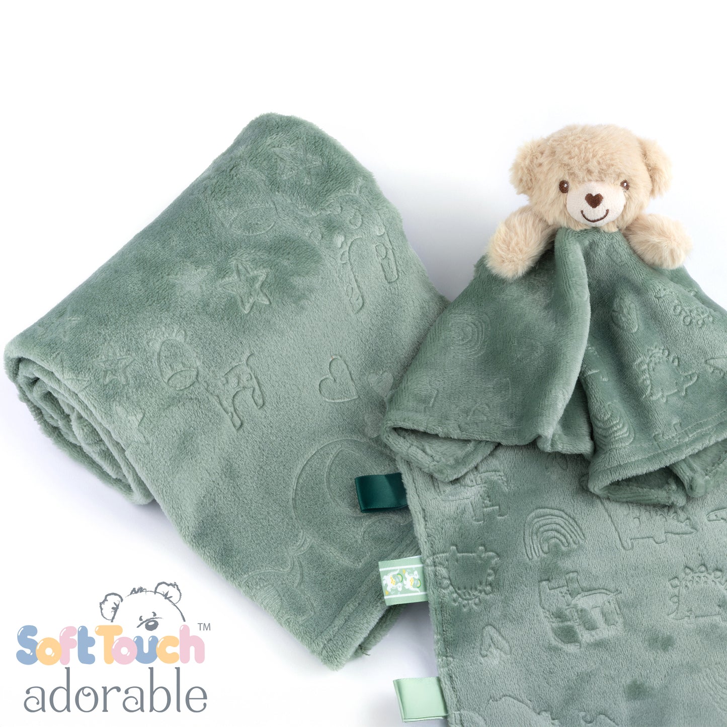 Sage Green Animal Embossed Flannel Wrap