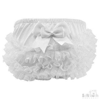 White Frilly Pants W/Dotty Lace (0-18 Months)-FP20-W