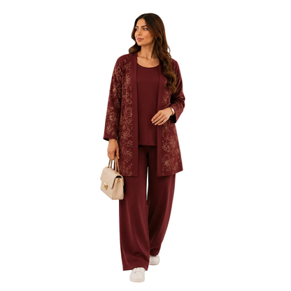 Women's Floral Elegance 3-Piece Lounge Co-Ord Set | Casual Wear