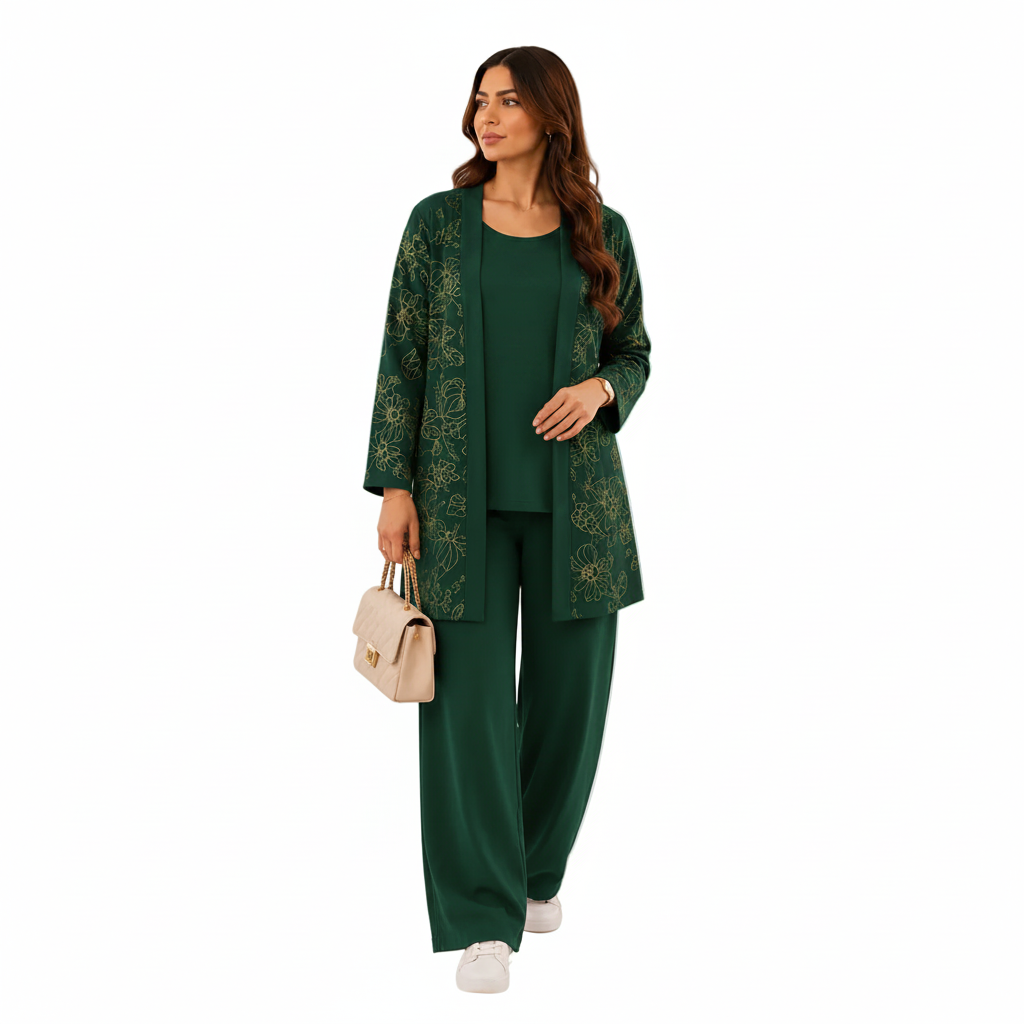 Women's Floral Elegance 3-Piece Lounge Co-Ord Set | Casual Wear
