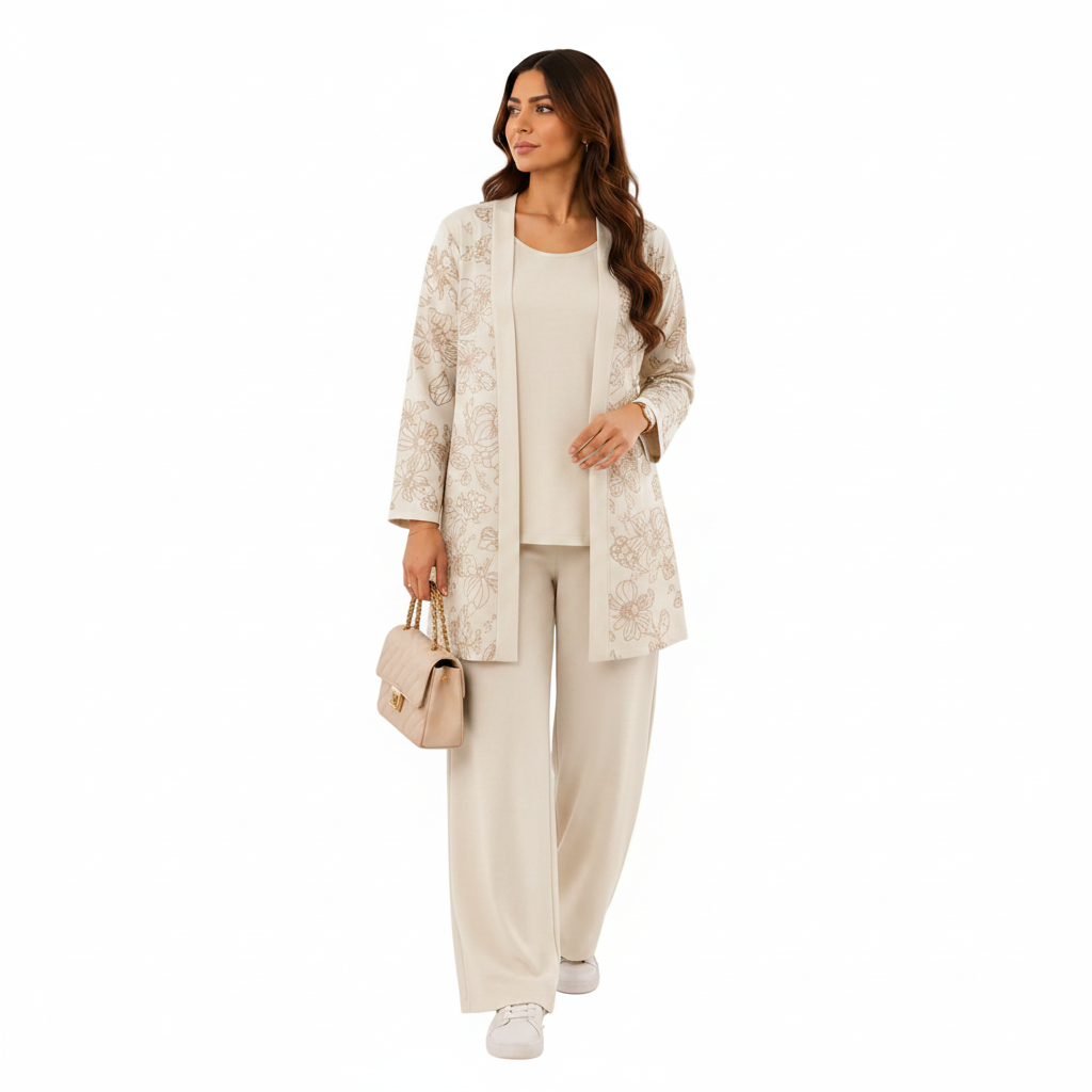 Women's Floral Elegance 3-Piece Lounge Co-Ord Set | Casual Wear