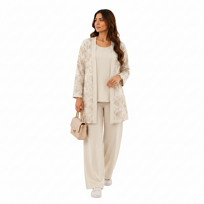 Women's Floral Elegance 3-Piece Lounge Co-Ord Set | Casual Wear