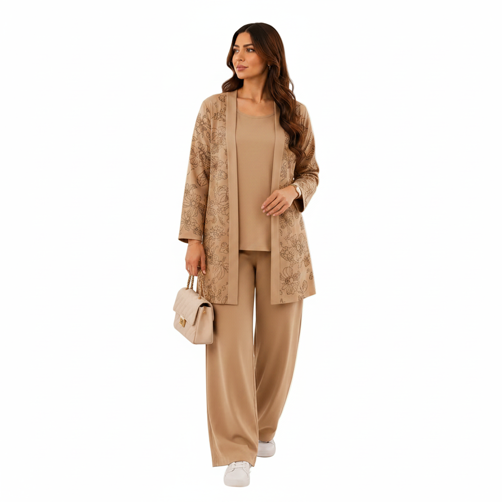 Women's Floral Elegance 3-Piece Lounge Co-Ord Set | Casual Wear