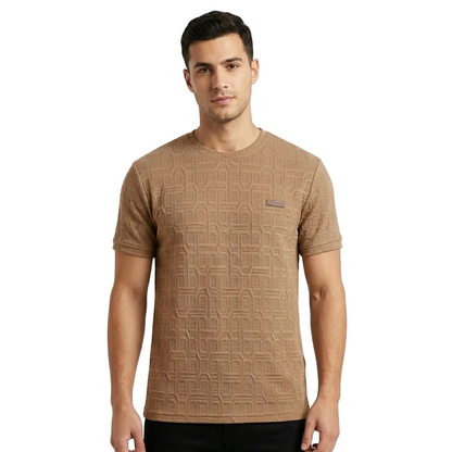 Premium Jacquard Knit Crew Neck T-Shirt