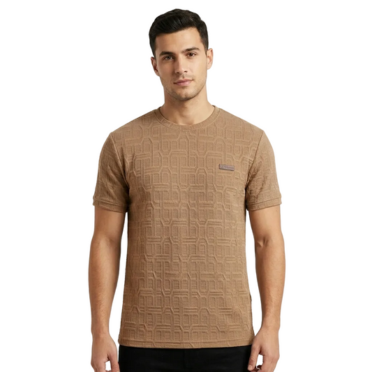 Premium Jacquard Knit Crew Neck T-Shirt