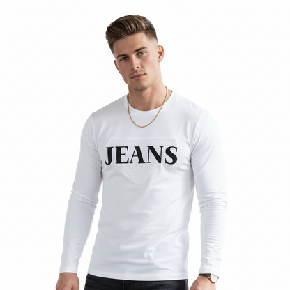 Men's Embossed Graphic Long Sleeve T-Shirt | Casual Tee