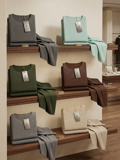 Rhinestone Embellished Batwing Kaftan