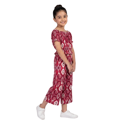 Colorful Off-Shoulder Boho Co-ord Set | Wide-Leg 2 Piece Outfit