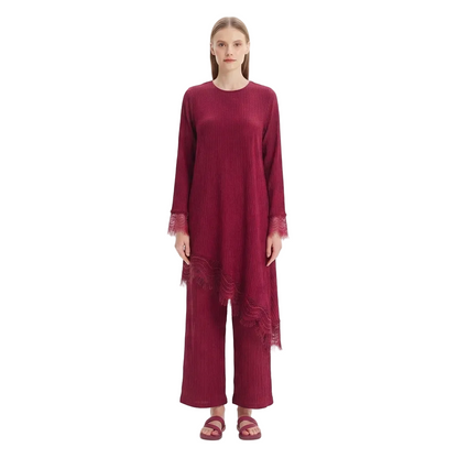 Women's Polyester Two Piece Cord Set | Elegant Casual Co-Ord Set