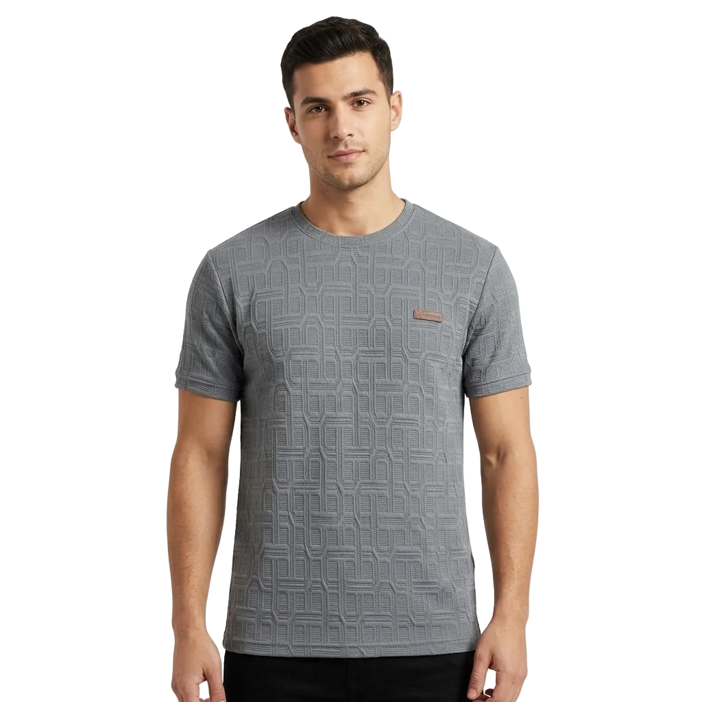 Premium Jacquard Knit Crew Neck T-Shirt