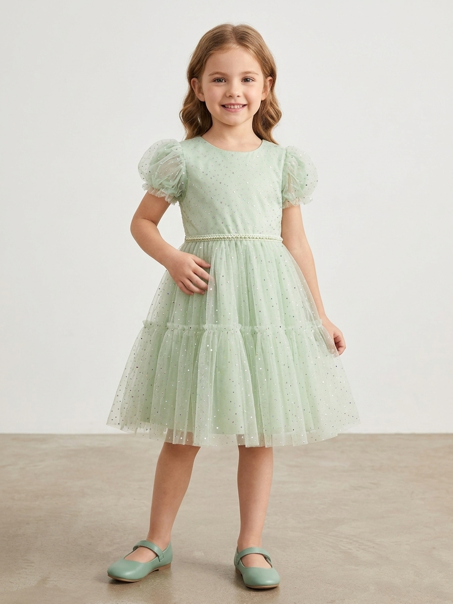 Mint Glitter Tulle Dress