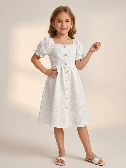 Textured Pearl Button Dress