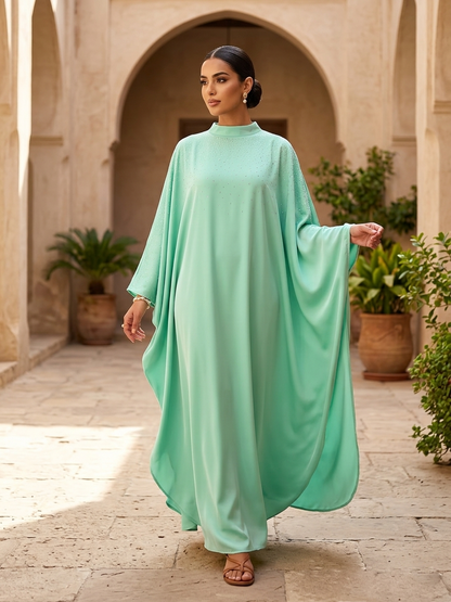 Rhinestone Embellished Batwing Kaftan