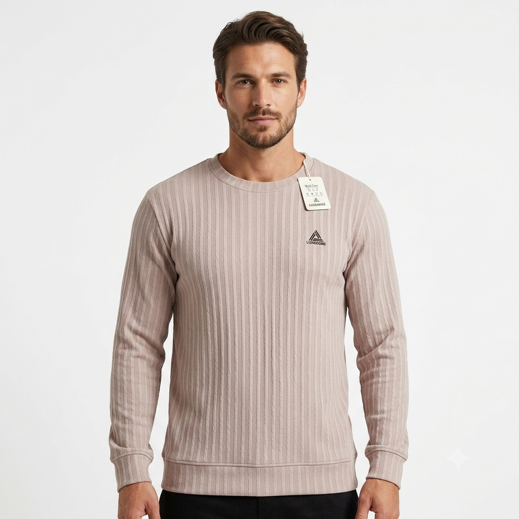 Luxeberg Textured Long-Sleeve Crew Neck Pullover