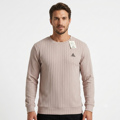 Luxeberg Textured Long-Sleeve Crew Neck Pullover