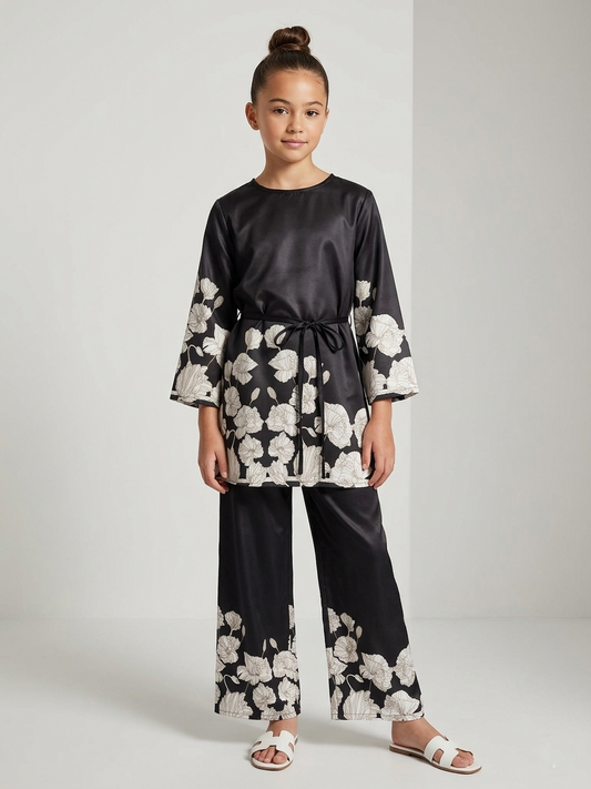 Satin Floral Tunic and Trousers Set
