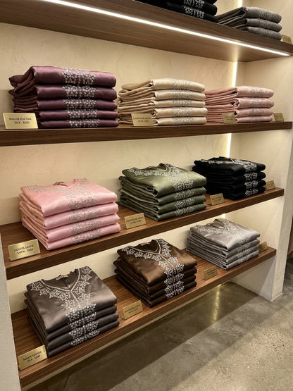 Embroidered Silk-Satin Kaftan Abaya