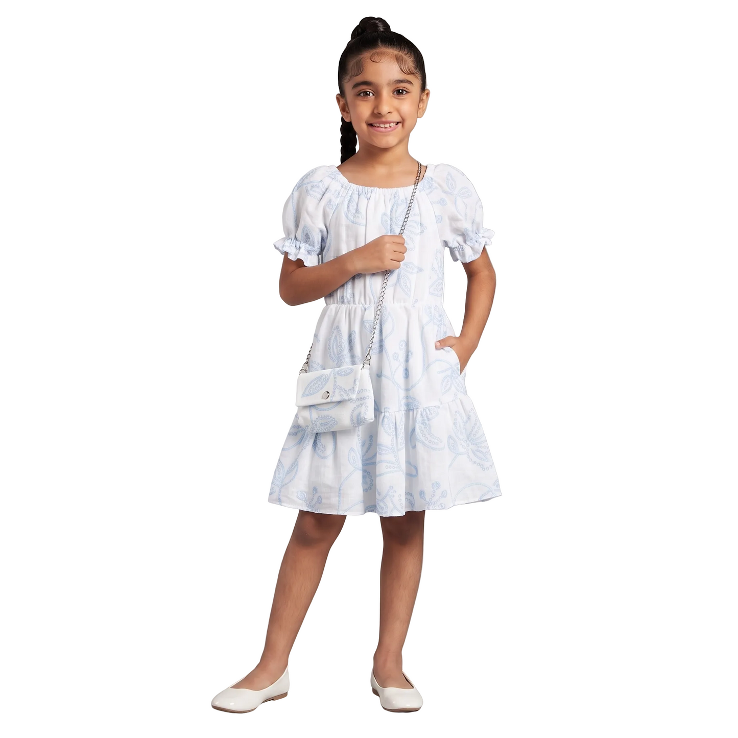 Girls Floral Summer Dress with Matching Crossbody Bag