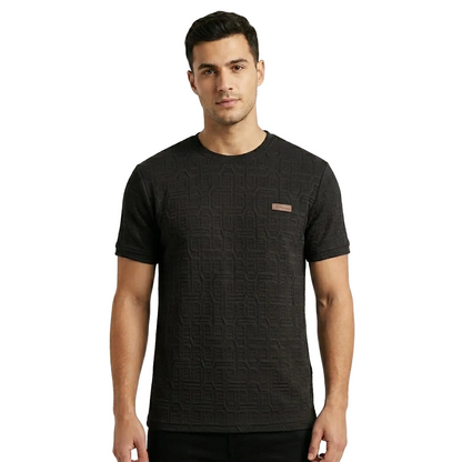 Premium Jacquard Knit Crew Neck T-Shirt