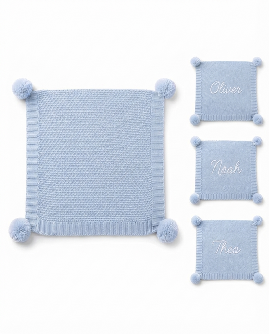 Personalized Baby 'Elegance' Ribbed Wrap with Pom Poms