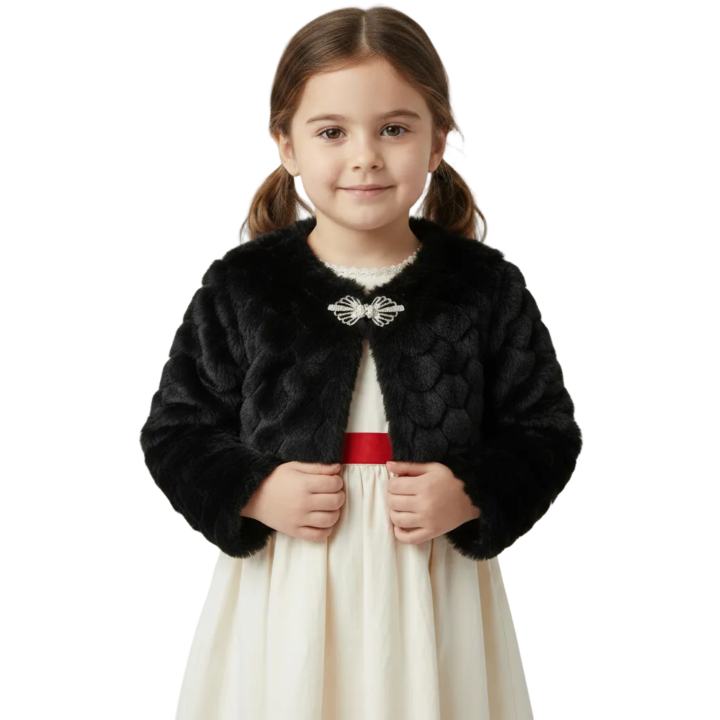 Baby Girls Faux Fur Bolero Shrug | Soft Dress Cover-Up