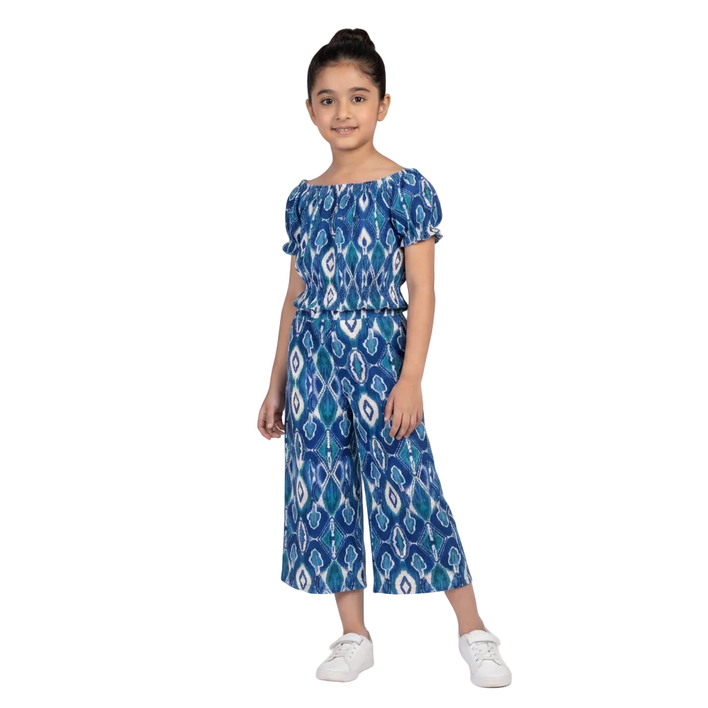 Colorful Off-Shoulder Boho Co-ord Set | Wide-Leg 2 Piece Outfit