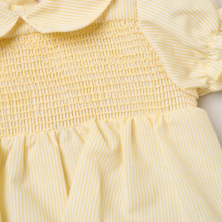 Baby Girls Smocked Romper - Lemon/Pink (0 9M)
