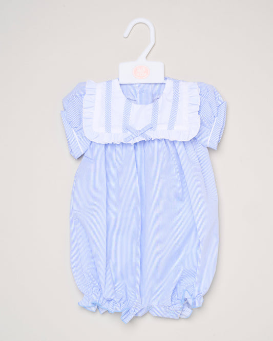 Baby Girls Smocked Romper - Sky/Pink (0-9M) (PK6) H12808